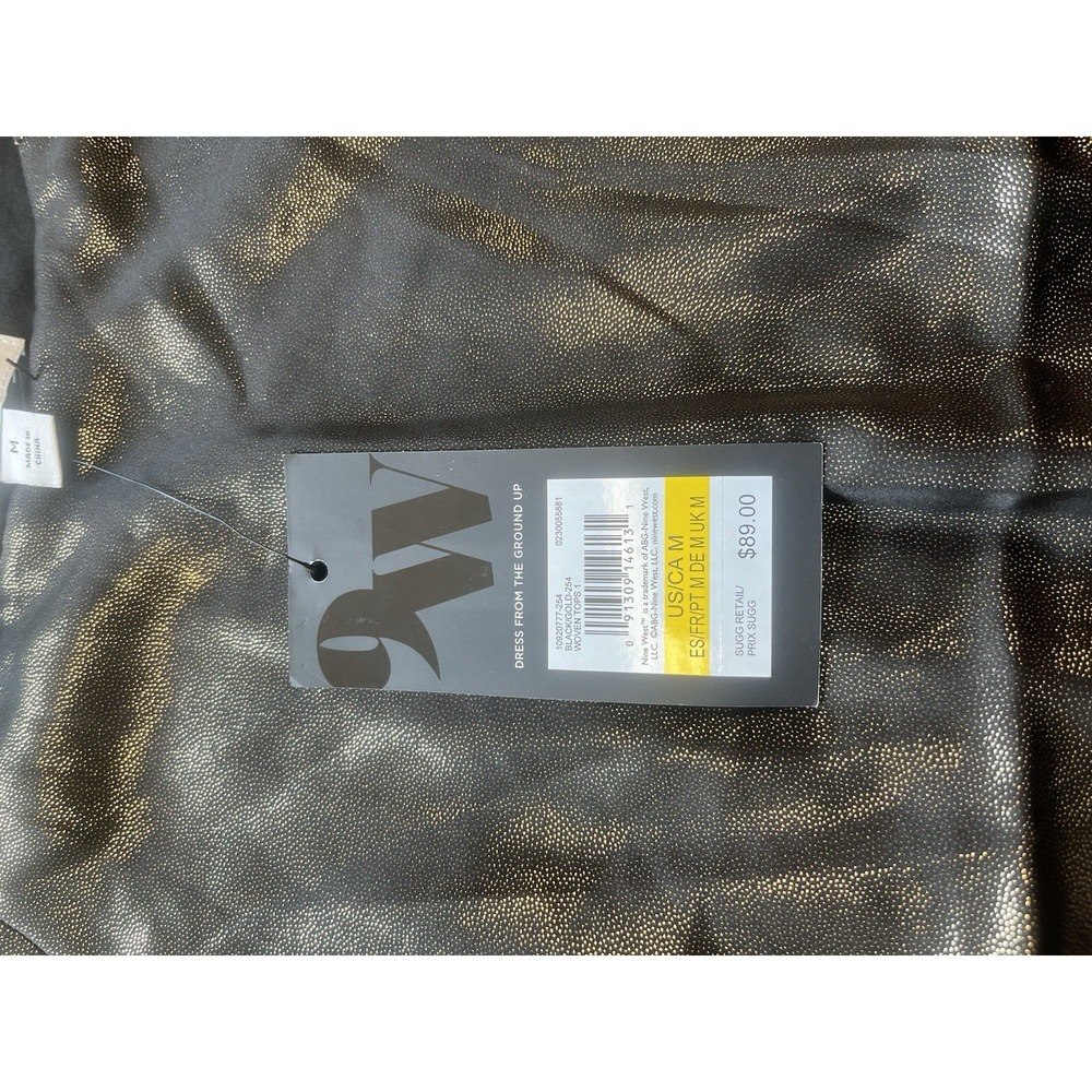 Nine West Women's M Black Gold Metallic Long Sleeve Cropped Blouse Top NWT - Picture 3 of 7
